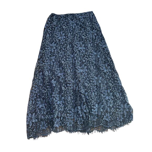 Sundance Women's Blue Floral Lace Lined A-line Maxi Skirt Size 8 - Picture 1 of 7